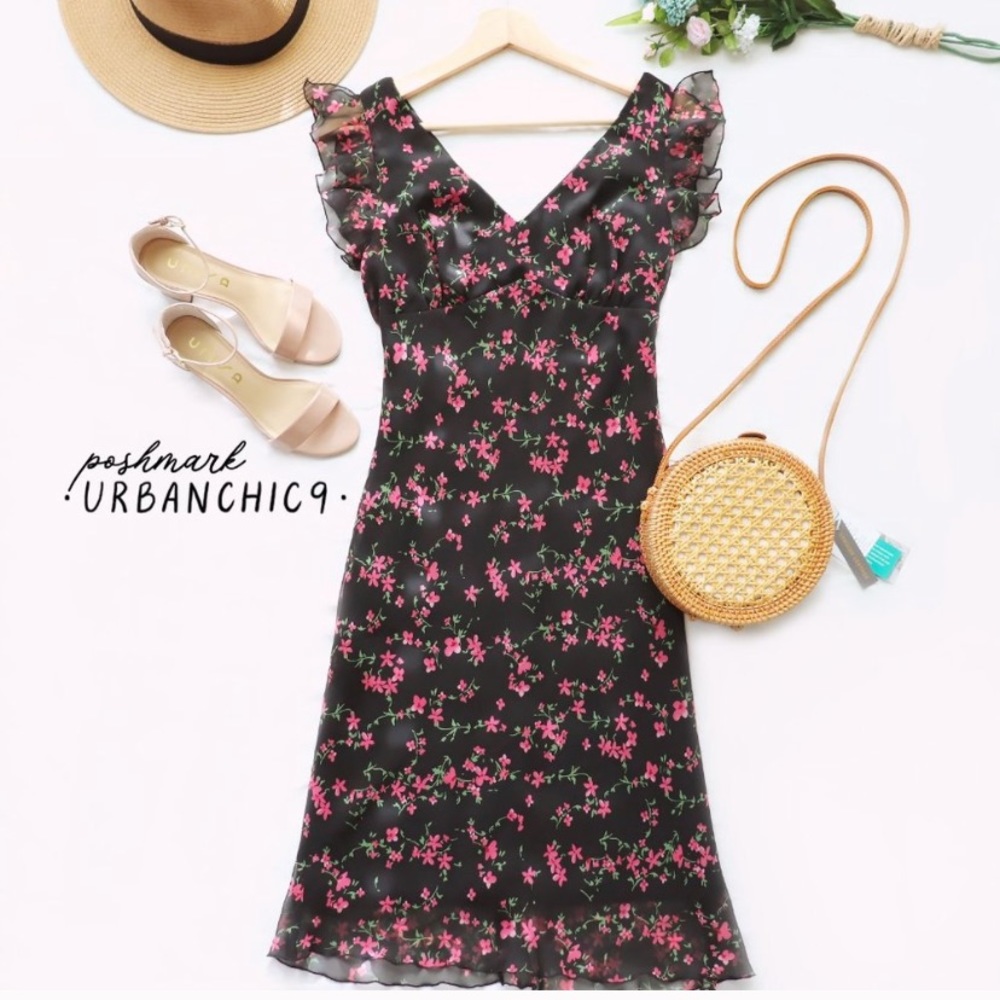 Vintage floral chiffon dress